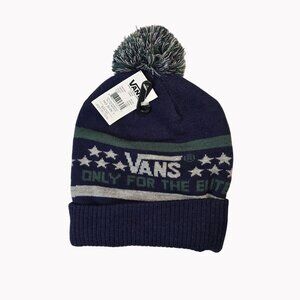 Vans Elite Adult OS Beanie Blue Gray Pom Cuff Knit Only For The Elite New